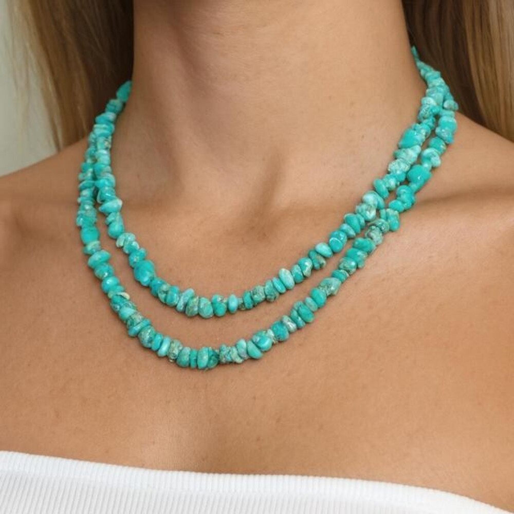 Turquoise Chip Layered Howlite Necklace